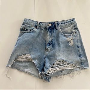 Topshop High Waisted Denim Shorts
